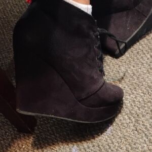 Black Wedge Ankle Boots